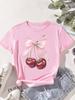 Casual Tops for Summer Spring Womens Clothing Tops Fashion Cherry Print Women TShirt Sleeve Crew Neck Aesthetic Clothes