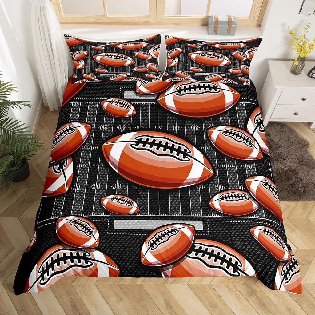 Регби Американский футбол Домашний текстиль Цифровая печать Комплект постельного белья из трех предметов