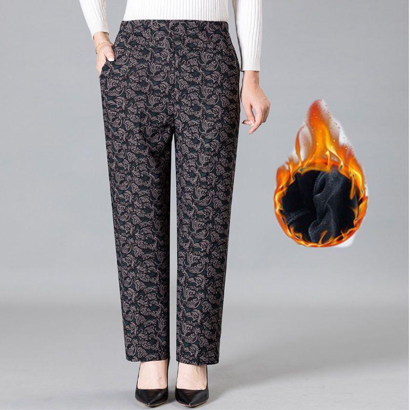 Сохраняйте тепло для женщин, плюс бархатные толстые свободные высокие эластичные брюки для отдыха на открытом воздухе, плюс размер, высокая талия, прямые повседневные флисовые брюки