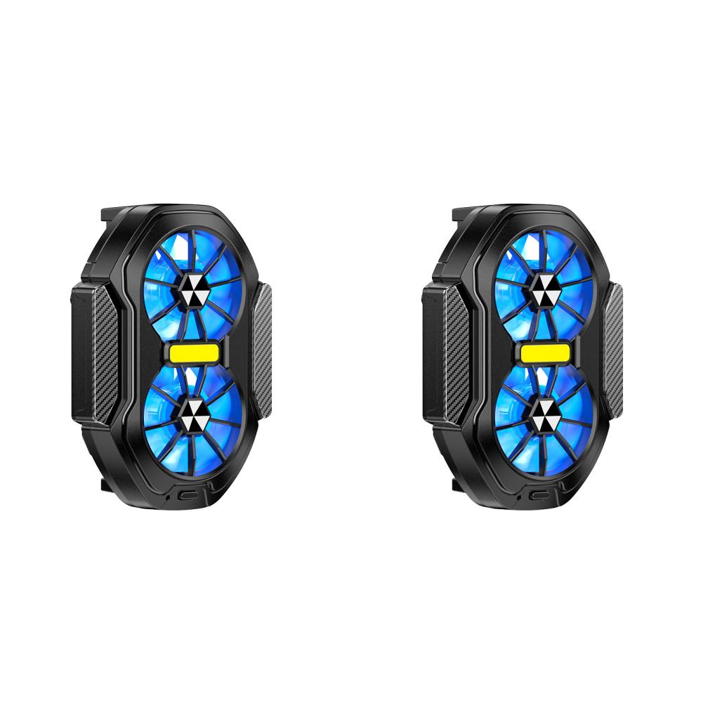 FS01 Dual Fan Plug-in/Rechargeable Mobile Phone Cooler Radiator Long Lasting Stronger Cooling Air Cooling Clip design with Blue