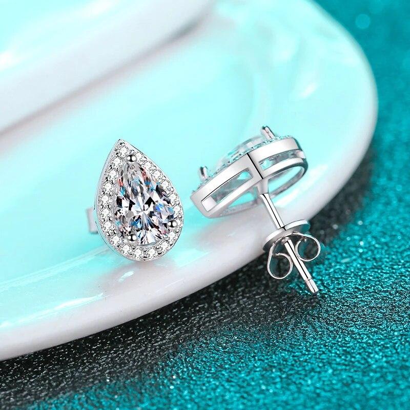 D Color 5*8mm 1ct Pear Shape Cut Moissanite Earrings for Women Party Birthday Wedding Gift Jewelry S925 Sliver Earring with GRA