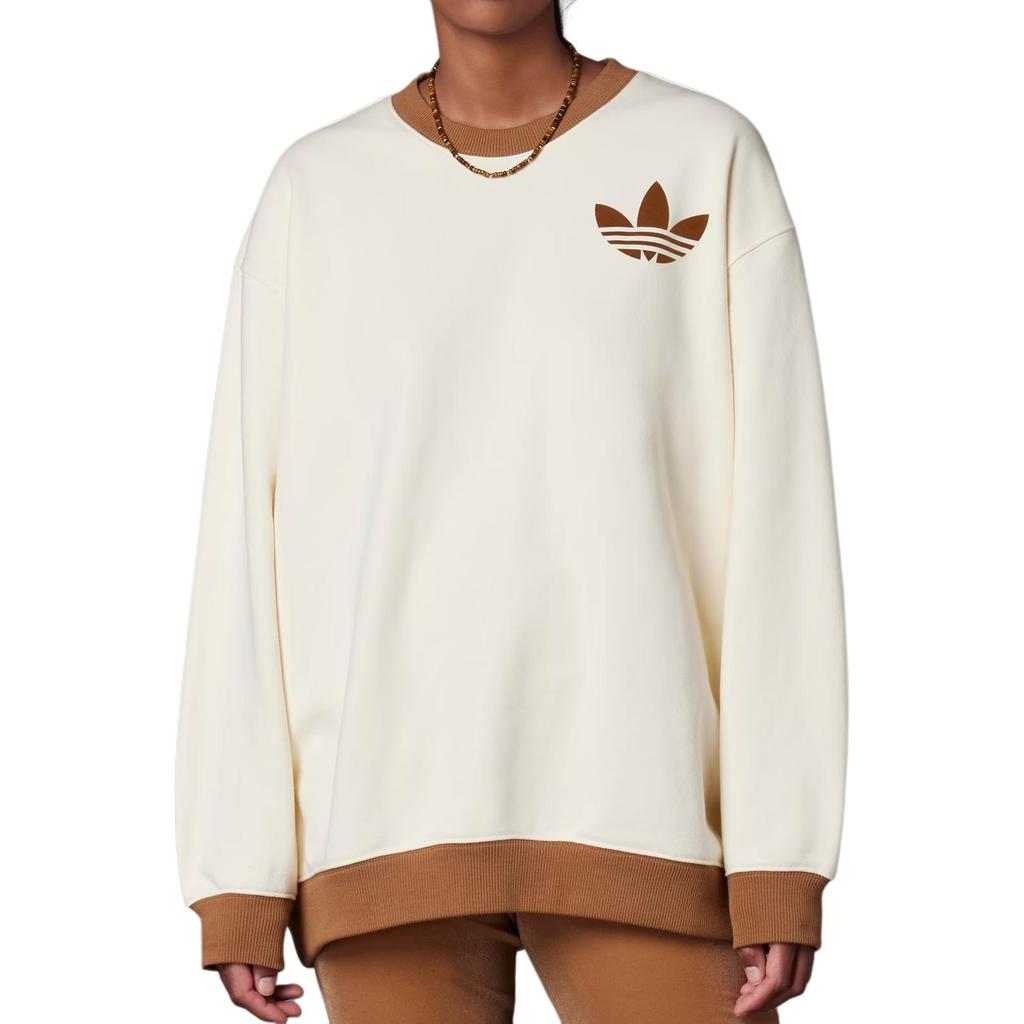 adidas Женский свитшот с вышивкой логотипа трилистника Originals, топы кремового цвета IB2040