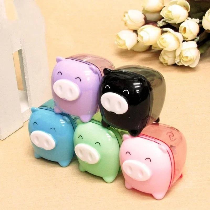 3 Pcs Cute Pig Animal Shaped Pencil Sharpeners Kid's Favorite School and Office Supplies Korean Stationery Multicolor Color