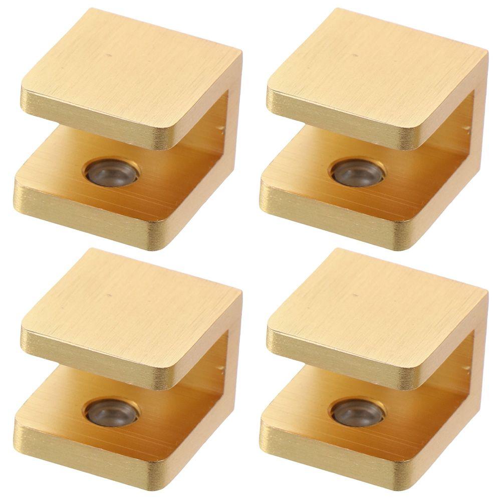 4 Pcs Frameless Solid Brass Shower Glass Clamp Gold Rectangular Fixed Panel Door Clip 6~10mm Glass