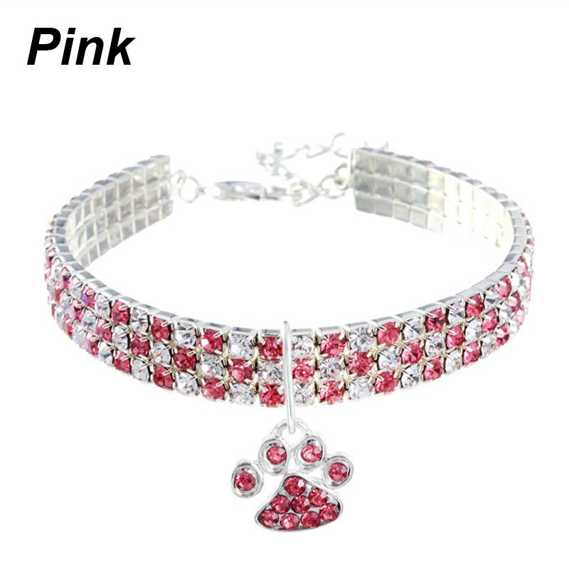 Pet Collar with Diamonds Adjustable Crystal Diamond Elastic Bone Pendant Cats Dogs Pet Collier Collar Dress Up Dog Accessories