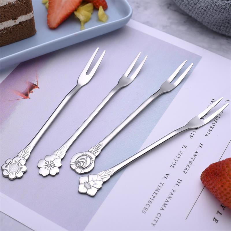 Kitchen Small Tools Creative Flowers Stainless Steel Fruit Fork Flower Handle New Fruit Forks Bento Items