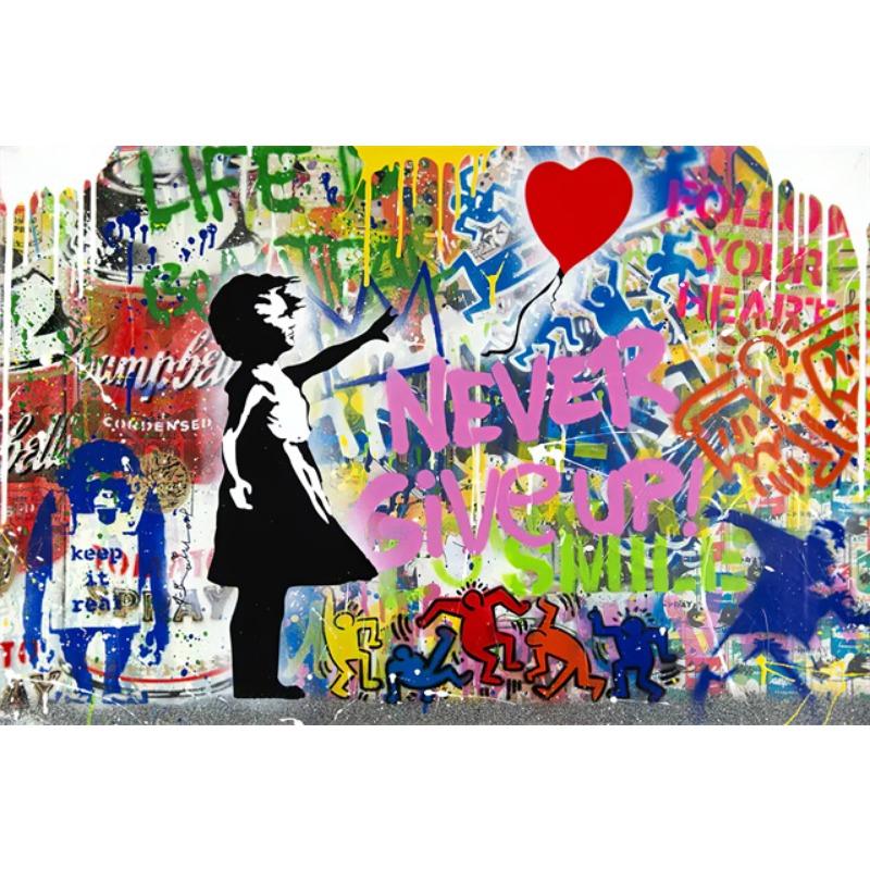 Бэнкси Уличное Искусство Холст Картины Кроссовки Рот Девочка с Шариком Граффити Поп-Арт Постеры Принты Куадрос Настенное Искусство Домашнее Украшение