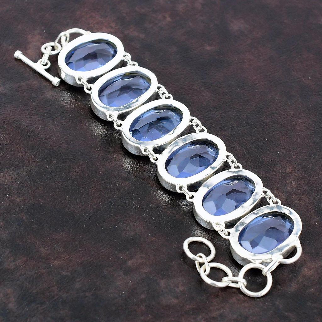 Граненый Танзанит Кварцевый Браслет Браслет Из Натурального Драгоценного Камня Браслет Стерлингового Серебра 925 Браслет Регулируемый Браслет-Цепочка Ювелирные Изделия Ручной Работы Для Подарка