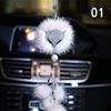 Подвеска из меха лисы для автомобиля с кристаллами, бриллиантами, жемчугом, лисьим хвостом, подвеска для зеркала заднего вида, украшение, креативные женские аксессуары для интерьера