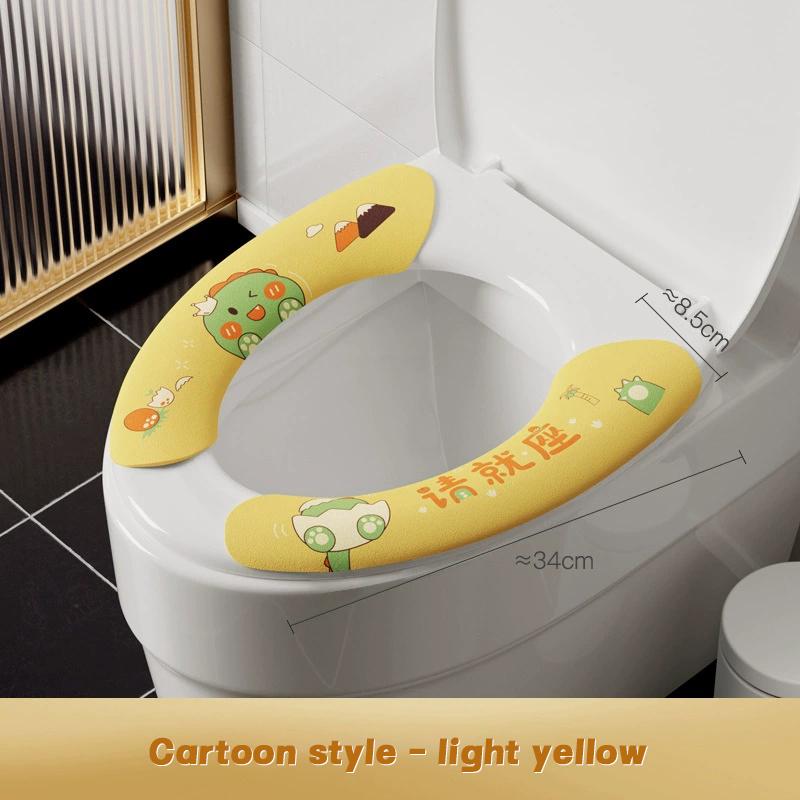 1 Pair Toilet Seat Cover Cartoon Washable Bathroom Toilet Seat Pad Cute Reusable Soft Thick Sticky Closestool Seat Mat