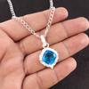 Cushion Swiss Blue Topaz Stone Sterling Silver Artisan Sisters Gift New Pendant PP-2-7