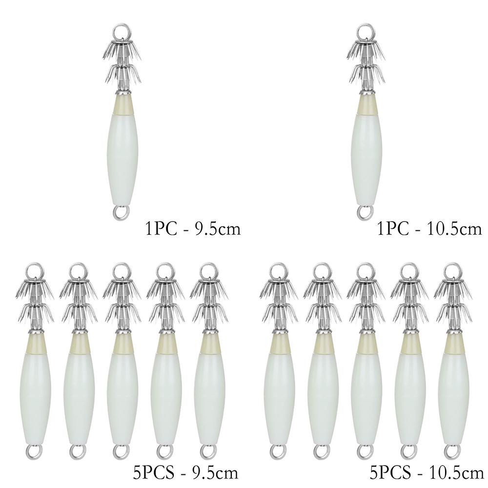 1/5PCS Simulation Jigs Angling Fishing Tackle Octopus Bait Wood Shrimp Lures Squid Hook