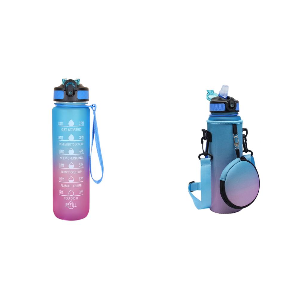 # 1000ML Drink Bottle Frosted Gradient Sports Water Bottle (Blue+Purple)