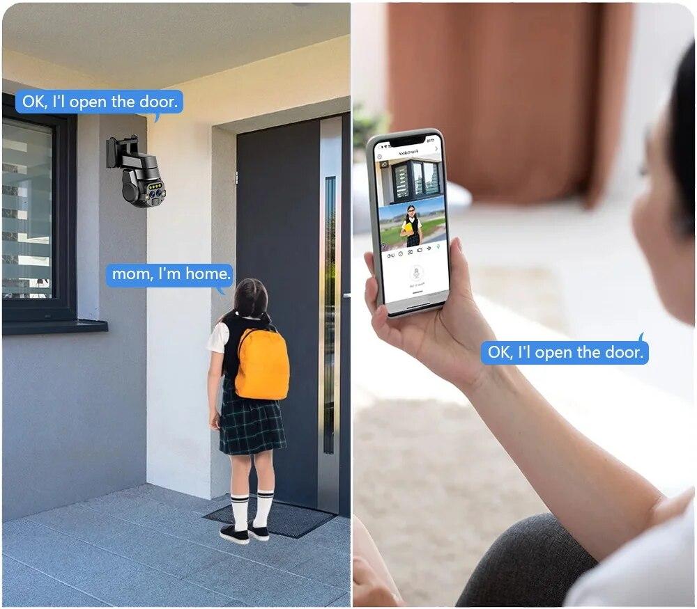 LS VISION EU Outdoor AI интеллектуальная WiFi камера с двумя объективами 10x Zoom 6MP цветная камера ночного видения высокой четкости IP66 водонепроницаемая