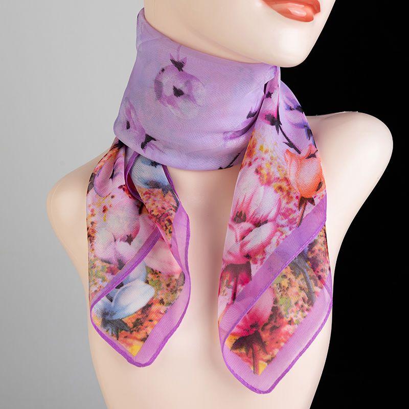 Spring and Summer Versatile Printed Small Square Scarf Soft Chiffon Thin Scarf Women's Neck Protection Decorative Scarf Square Scarf