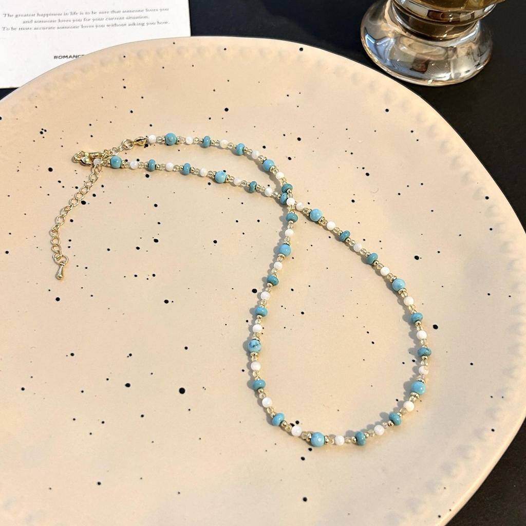 Ожерелье из натурального камня с бусинами для женщин - Роскошный чокер-цепочка на ключицу 2025