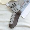 Women's Mesh Sheer Socks Heart Print Ruffle Ankle Socks Summer Ultra Thin Cool See Through Lace Socks