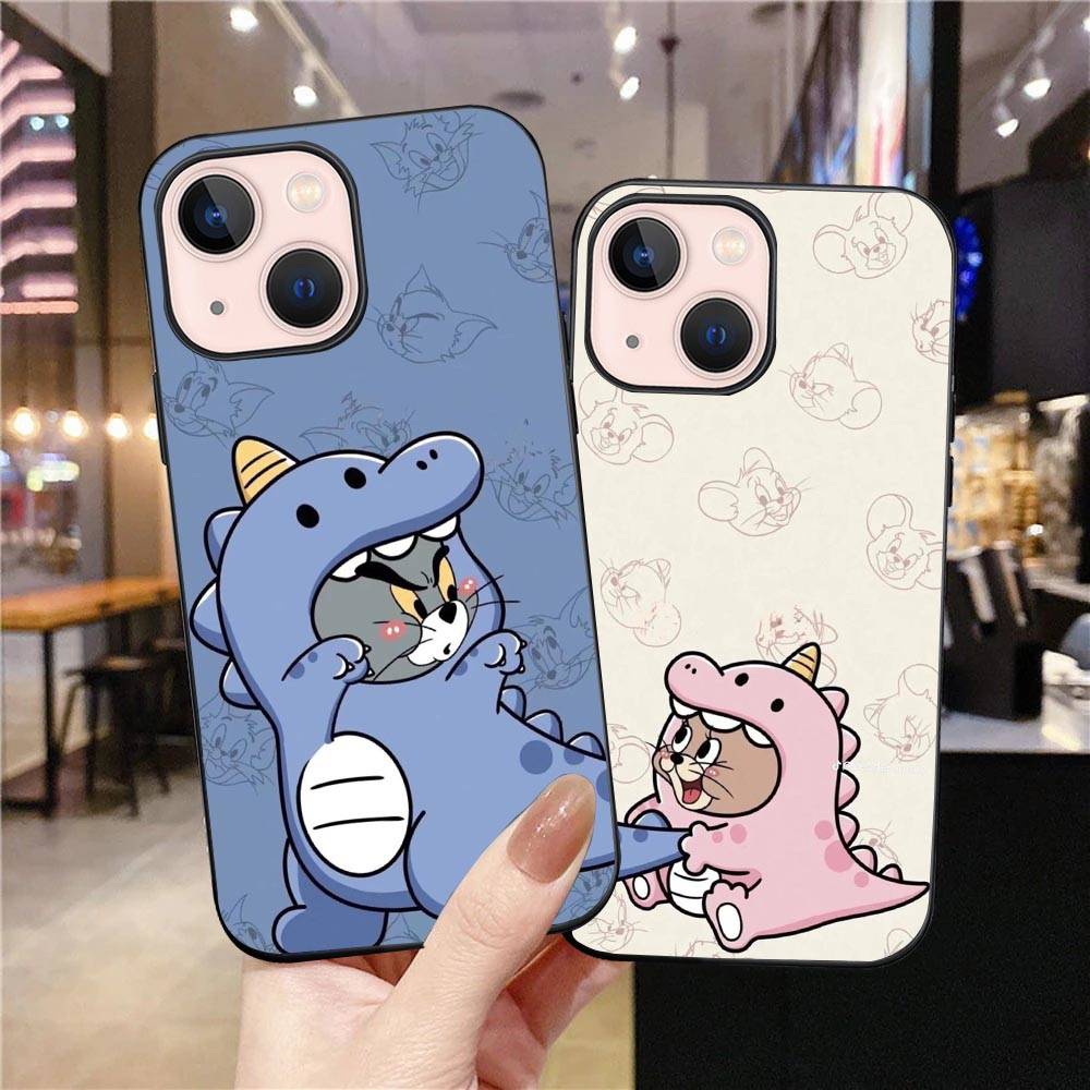 J-4 Том и Джерри черный чехол для iPhone 16 15 14 13 12 Samsung S24 S23 Ultra Xiaomi POCO Redmi Note Realme Moto OPPO A15 Realme VIVO Pro Max Plus 5G