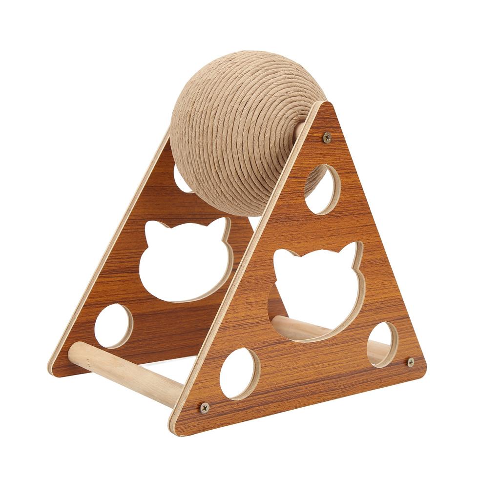 Cat Scratcher Toy Interactive Wood Natural Sisal Cat Scratching Ball for Cats and Kittens