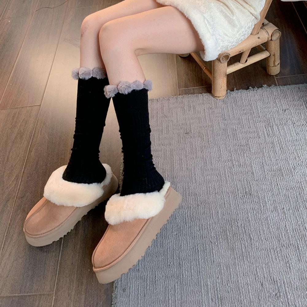 Thick Warm Mid Tube Socks Lolita JK Knit Socks Women Sweet Cotton Mid-Calf Socks  Women