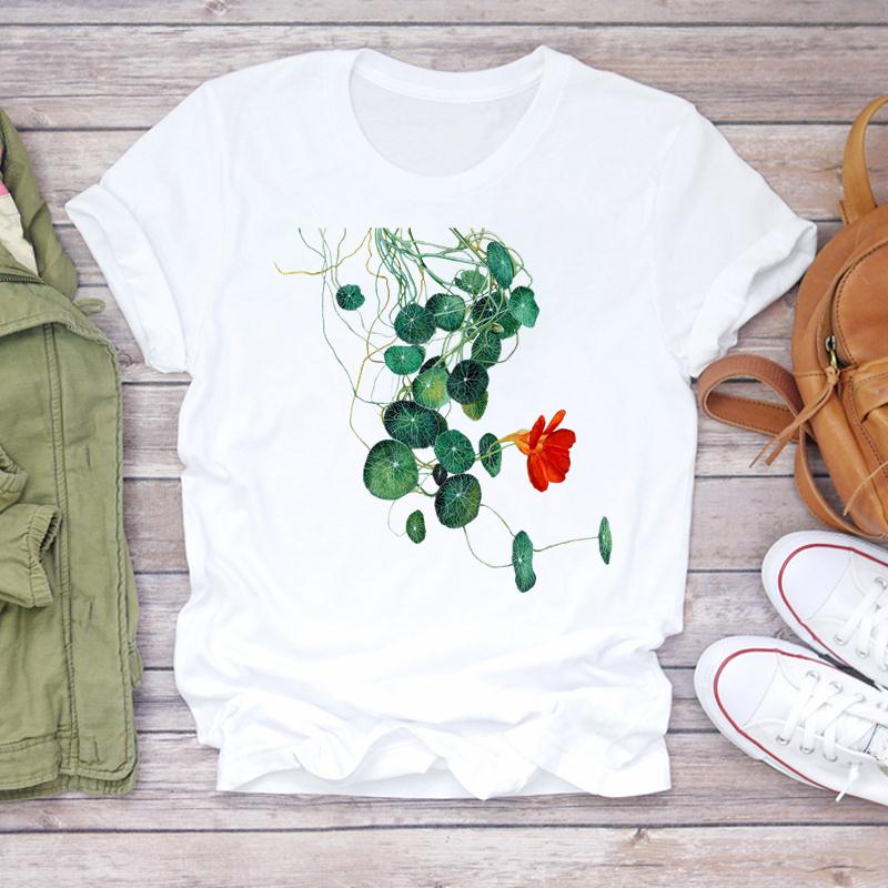 Clothing Fashion Printing 90s Flower Lovely Trend 90s Women Short Sleeve Summer Print Tee Top Tshirt Lady Female Casual Graphic T-shirt