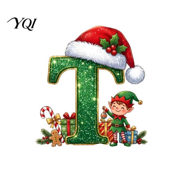 Santa Hat Letter Ornament Personalized 26 Alphabet Christmas with Elf Design, Acrylic Holiday Mantel Hanging Decor for Tree And Party Decorations