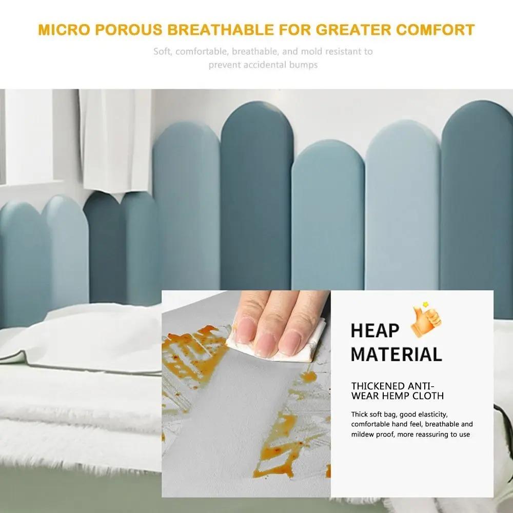 1pc 20x50cm Protective Wall Enclosure Anti-collision Soft Bag Wall Sticker Headboard Semi-circular Leather Soft Bag Headboards