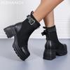 Женские ботильоны на платформе, кожаные туфли на среднем каблуке, массивные женские туфли 2025 года, модные зимние ботинки челси, туфли-лодочки Muje Botas