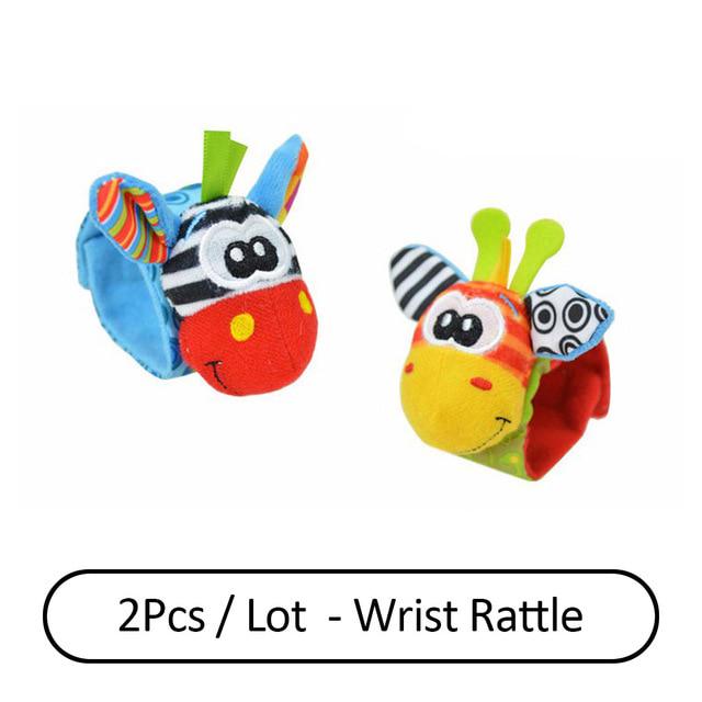 Cartoon Wrist Strap Rattles Animal Socks Baby Toys Infant Soft Handbells Baby Rattles Plush Sock