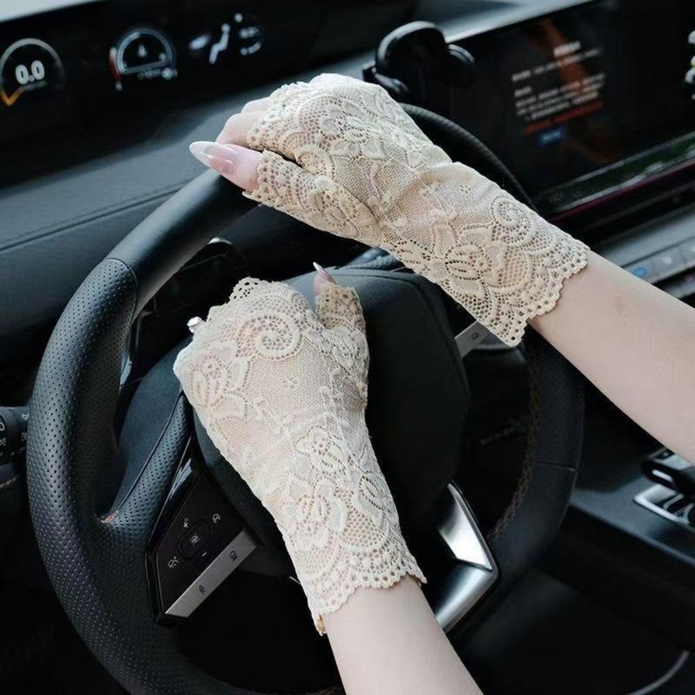 Summer Thin Style Half-finger Gloves UV Protection Sun Protection Gloves Driving Riding