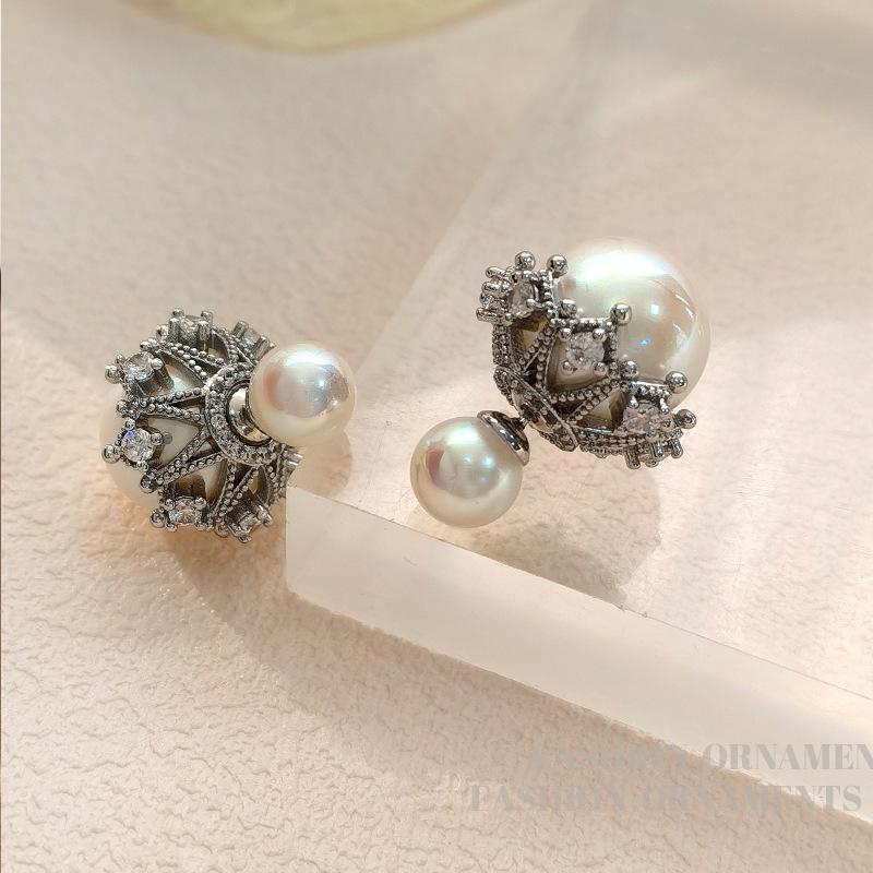 Серьги-пусеты из серебра 925 пробы с ретро французским жемчугом - Универсальные, Элегантные, Нишевый стиль люкс