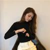 Knitted Base Sweater for Autumn and Winter Women New Slim Fit Long Sleeved Solid Color Sweater, Slimming and Stylish Semi High Neck Top