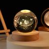 Пустая Кристальная Поделка 3D Лазерная Гравировка Хрустальный Шар Светильники Галактический Хрустальный Шар Со Светодиодной Деревянной Основой