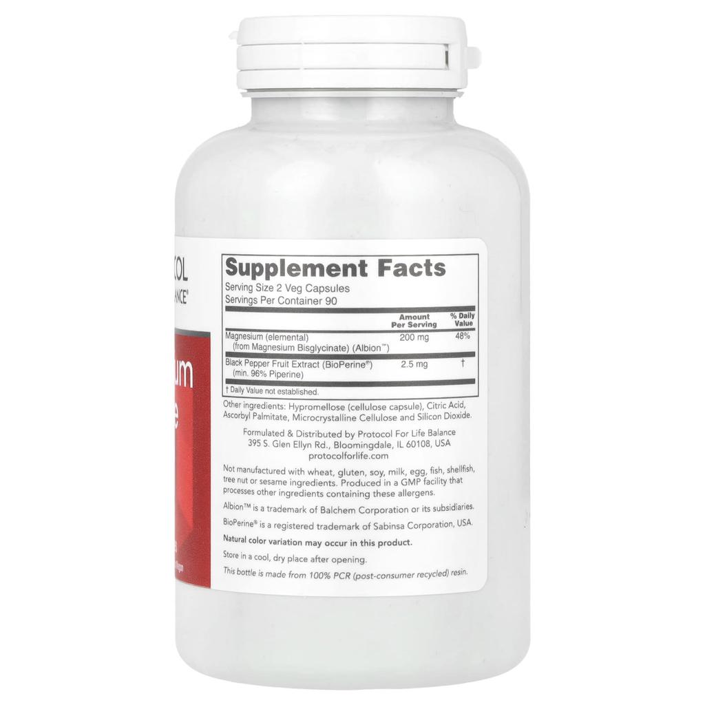 Magnesium Glycinate, High Absorption, 180 Veg Capsules