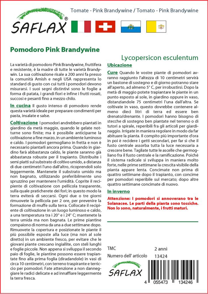 SAFLAX Garden in the Bag - Помидоры - Розовый Брендивайн - 10 семян - С субстратом в подходящем пакете - Lycopersicon esculentum