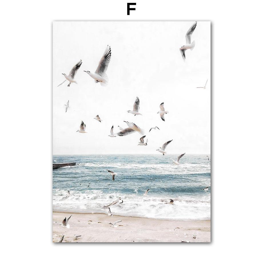 Автомобиль Чайка Шале Кокосовая Пальма Пляжный Пейзаж Настенная Картина на Холсте Плакат на скандинавскую тему и принты Настенная картина Декор в гостиную