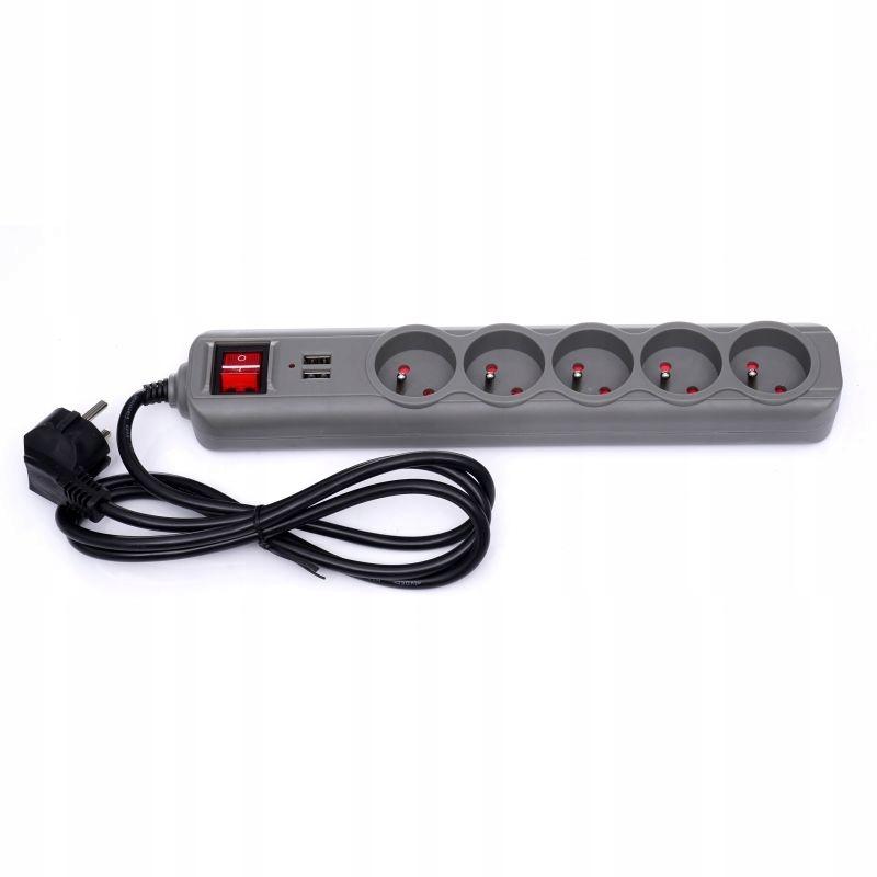 Extension cord 1.5M Strip 2XUSB + 5X230V + Switch