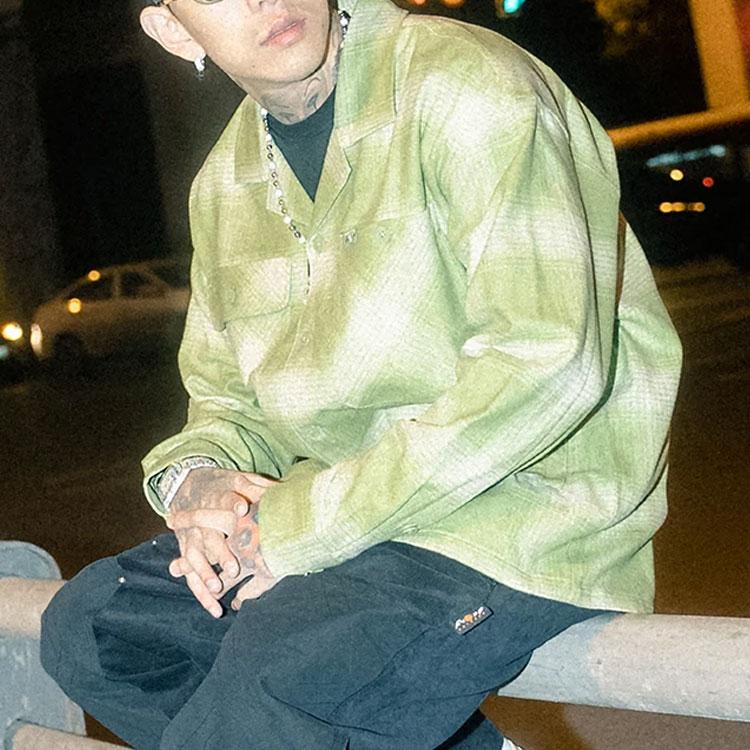 Li-Ning Badfive Series Спортивная Баскетбольная Свободная клетчатая повседневная рубашка с длинными рукавами Мужские топы Зеленый ASHR195-2