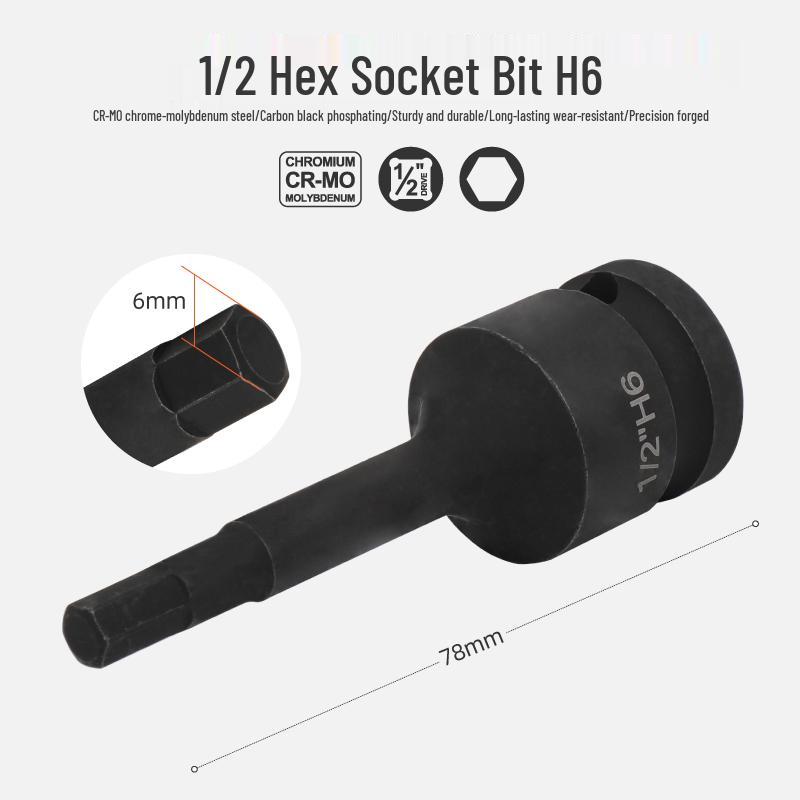 Набор бит для электрогаечного ключа 1/2" с шестигранником и удлинителем - Отверточные головки и головки-торксы S2