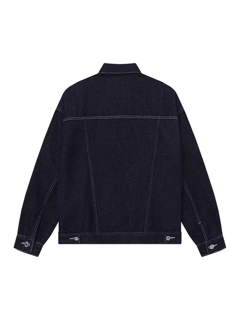 Унисекс Осенняя Ретро Джинсовая Куртка с эффектом stonewash, с потертостями и отложным воротником