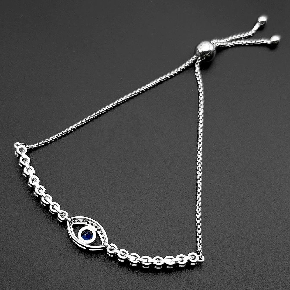 Turkish Lucky Eye Hand Chain For Women Men 925 Sterling Silver Adjustable Blue Eyes Luxury Female Fashion Bracelet Jewelry
