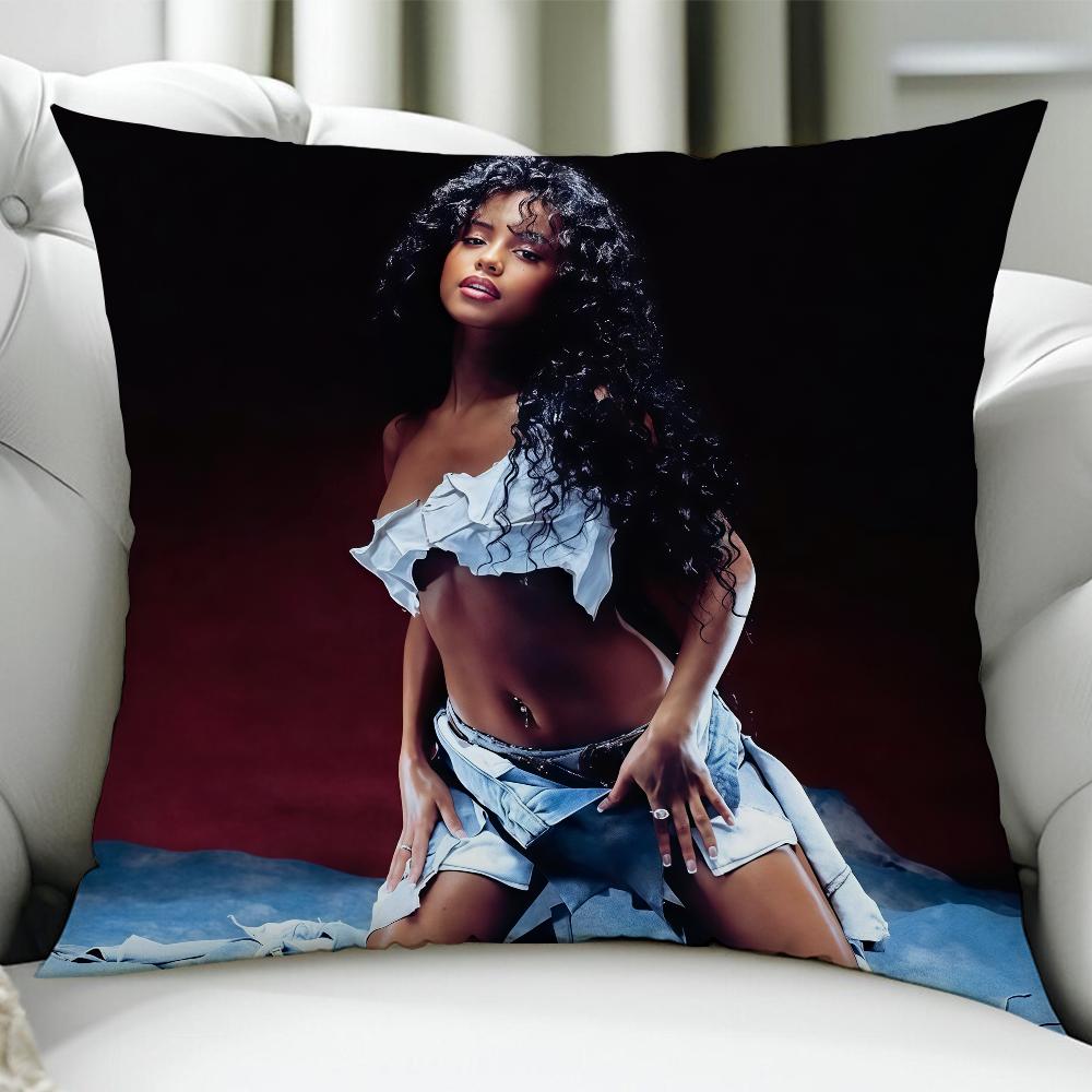 Pop Singer TTyla cushion cover Birthday Anniversary Gifts Double Sided Printed Zipper Cushion Cover Soft Skin Bedding