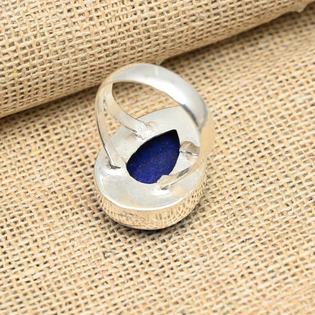 Lapis Lazuli Gemstone Handmade 925 Sterling Silver Jewelry Ring For Christmas