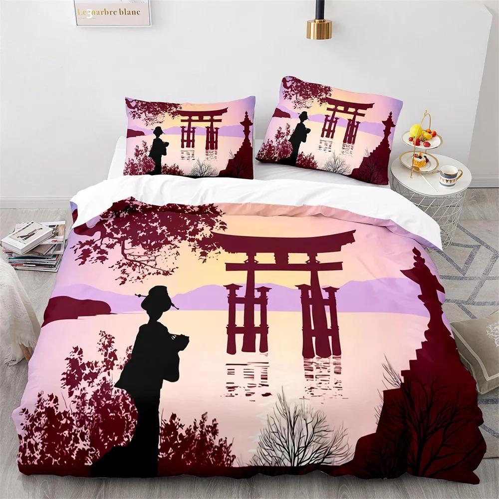 Ukiyo-Eduvet Cover Set Japanese Style Bedding Set Polyester Comforter King Queen Size Quilt Cover Set For Kids Boys Girls
