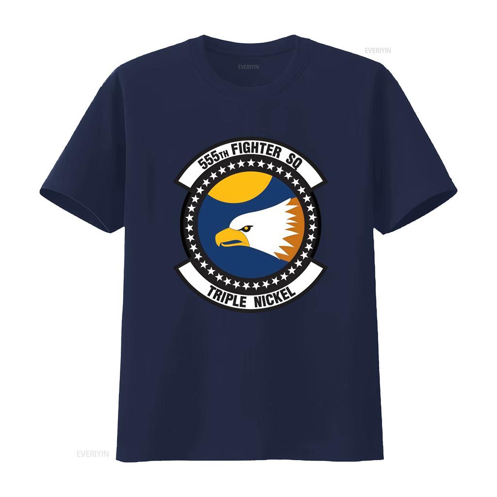 USAF Licensed 555th Fighter Squadron T Shirt D3 Triple Nickel Design with Eagle Logo vintage Washed Stretched Casual Slightly