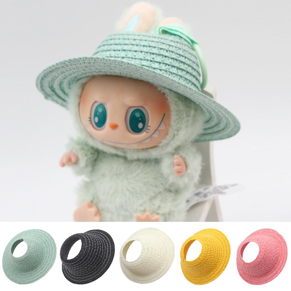 Doll Straw Hat for Dollhouse Miniature 17cm Labubu Color Match Hat Kawaii Cute Doll Accessories Kids Girls Toys