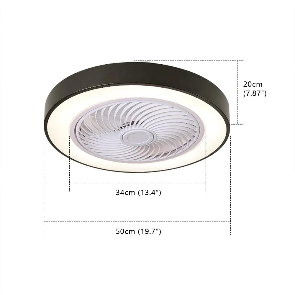 Потолочный вентилятор Nordic Home с подсветкой, интеллектуальное дистанционное управление, невидимые лопасти, бесшумный вентилятор, декоративное освещение, потолочный светильник 50 см
