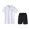 Однотонная дышащая рубашка поло, быстросохнущие шорты, повседневный спортивный комплект, мужские комплекты, белый APLT137-2+AKSS561-1