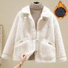Women's Autumn Winter Korean Style Lamb Fur Short Jacket Fleece Causal Warm Jacket
