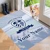 Custom Name Leeds United FC Crystal Velvet Floor Rug Personalized Text Soft Carpet Home Decor